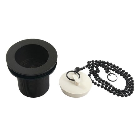 KINGSTON BRASS 112 Chain and Stopper Tub Drain with 2 Body Thread, Matte Black DSP20MB
